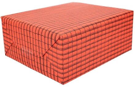 Shoppartners Dakpannen print papier - 2x vellen van 50 x 70 cm - dakpan cadeaupapier / inpakpapier - knutseleen