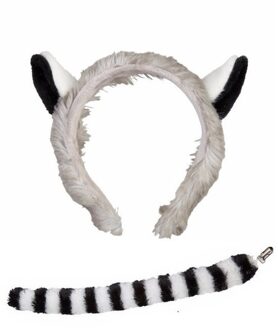 Shoppartners Dieren verkleed setje - Ringstaart Maki Aap - voor kinderen - Oren en een staart