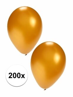 Shoppartners Feest ballonnen - goud - 200x stuks - ca. 27 cm - verjaardag versiering