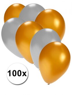Shoppartners Feest ballonnen goud en zilver 100x Multi