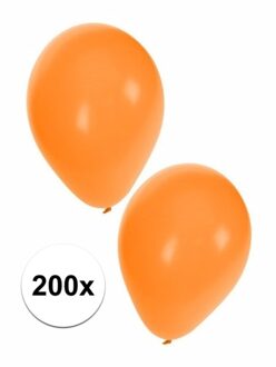 Shoppartners Feest ballonnen - oranje - 200x stuks - ca. 27 cm - verjaardag versiering