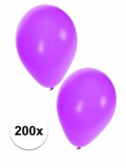 Shoppartners Feest ballonnen - paars - 200x stuks - ca. 27 cm - verjaardag versiering