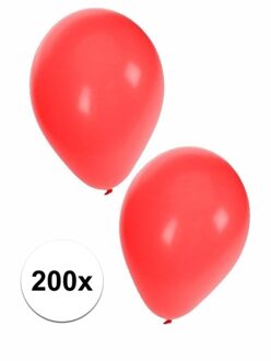 Shoppartners Feest ballonnen - rood - 200x stuks - ca. 27 cm - verjaardag versiering