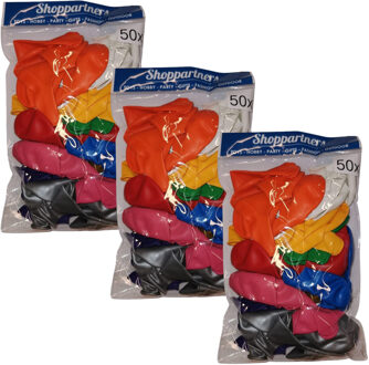 Shoppartners Feest en verjaardag versiering ballonnen - 150x stuks - multi kleuren - 27 cm