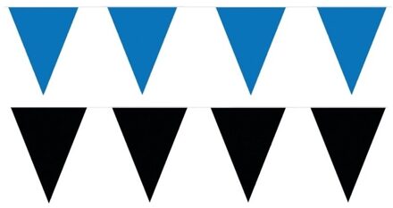 Shoppartners Feest versiering punt vlaggetjes pakket - 120 meter - blauw en zwart - slingers / vlaggenlijnen