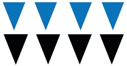 Shoppartners Feest versiering punt vlaggetjes pakket - 200 meter - blauw en zwart - slingers / vlaggenlijnen