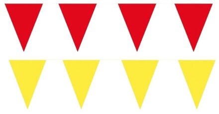 Shoppartners Feest versiering punt vlaggetjes pakket - 200 meter - geel en rood - slingers / vlaggenlijnen