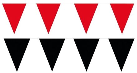 Shoppartners Feest versiering punt vlaggetjes pakket - 200 meter - rood en zwart - slingers / vlaggenlijnen