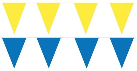 Shoppartners Feest versiering punt vlaggetjes pakket - 60 meter - blauw en geel - slingers / vlaggenlijnen