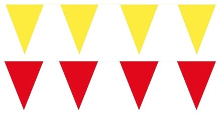 Shoppartners Feest versiering punt vlaggetjes pakket - 60 meter - rood en geel - slingers / vlaggenlijnen
