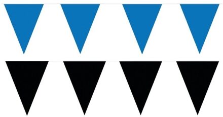 Shoppartners Feest versiering punt vlaggetjes pakket - 80 meter - blauw en zwart - slingers / vlaggenlijnen