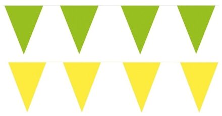 Shoppartners Feest versiering punt vlaggetjes pakket - 80 meter - groen en geel - slingers / vlaggenlijnen