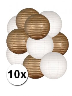 Shoppartners Feestartikelen lampionnen goud/witte 10x Multi