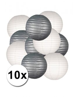 Shoppartners Feestartikelen lampionnen zilver/witte 10x Multi