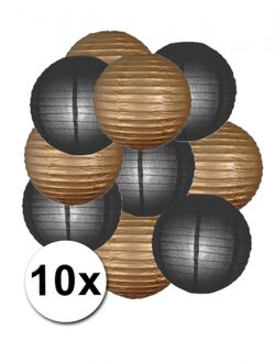 Shoppartners Feestartikelen lampionnen zwart/gouden10x Multi