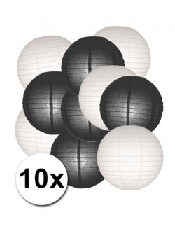 Shoppartners Feestartikelen lampionnen zwart/witte 10x Multi