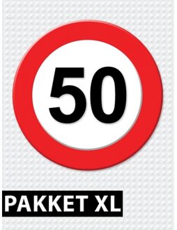 Shoppartners Feestartikelen pakket XL - 50 jaar - Verkeersbord - 50e verjaardag/jubileum versiering