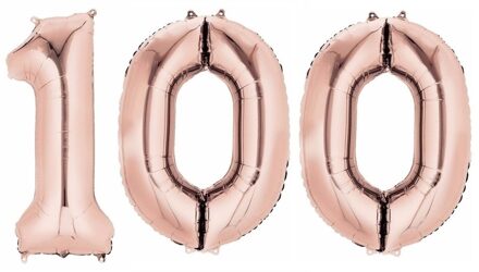 Shoppartners Feestartikelen rose gouden folie ballonnen 100 jaar decoratie