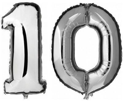 Shoppartners Feestartikelen zilveren folie ballonnen 10 jaar decoratie