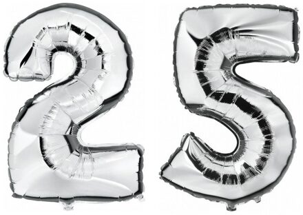 Shoppartners Feestartikelen zilveren folie ballonnen 25 jaar decoratie