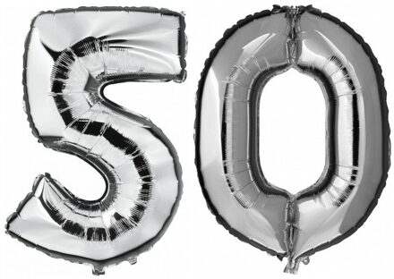Shoppartners Feestartikelen zilveren folie ballonnen 50 jaar decoratie