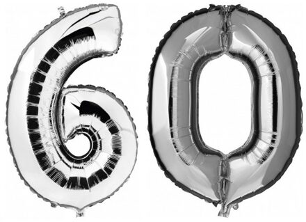 Shoppartners Feestartikelen zilveren folie ballonnen 60 jaar decoratie