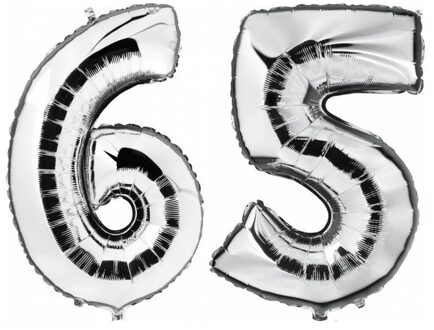 Shoppartners Feestartikelen zilveren folie ballonnen 65 jaar decoratie
