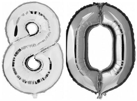Shoppartners Feestartikelen zilveren folie ballonnen 80 jaar decoratie