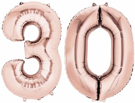 Shoppartners Folie ballon rosegoud cijfer 30