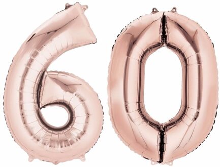Shoppartners Folie ballon rosegoud cijfer 60