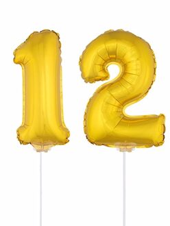 Shoppartners Folie ballonnen cijfer 12 goud 41 cm - Ballonnen Goudkleurig