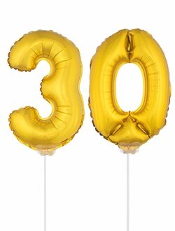 Shoppartners Folie ballonnen cijfer 30 goud 41 cm - Ballonnen Goudkleurig