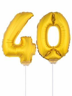 Shoppartners Folie ballonnen cijfer 40 goud 41 cm - Ballonnen Goudkleurig