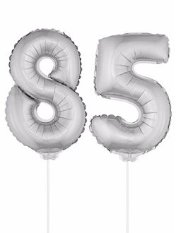 Shoppartners Folie ballonnen cijfer 85 zilver 41 cm - Ballonnen Zilverkleurig