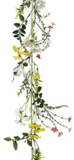 Shoppartners Geel/witte bloemetjes kunsttak slinger 180 cm