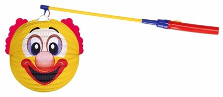 Shoppartners Gele clown lampion 22 cm met lampionstokje - Sint Maarten lampionnen