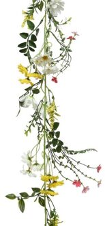 Shoppartners Gele/witte kunstbloemen takken 180 cm decoratie - Kunstplanten Geel