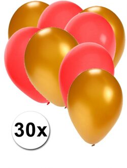 Shoppartners Gouden en rode ballonnen 30 stuks - Ballonnen Multikleur