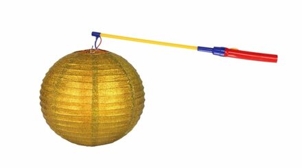 Shoppartners Gouden lampion 25 cm met lampionstokje - Sint Maarten lampionnen