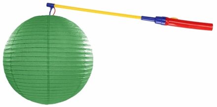 Shoppartners Groene lampion 25 cm met lampionstokje - Sint Maarten lampionnen