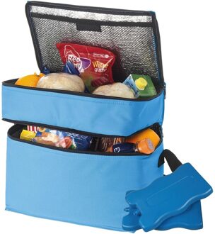 Shoppartners Grote blauwe koeltas met 6x koelelementen set