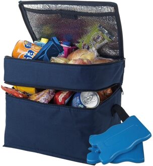 Shoppartners Grote navy koeltas met 8x koelelementen set Blauw