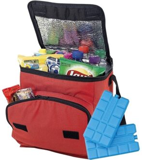 Shoppartners Grote Rode Koeltas Met 8x Koelelementen Set - Koeltas Rood
