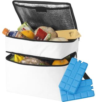 Shoppartners Grote witte koeltas met 6x koelelementen set