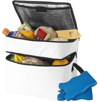 Shoppartners Grote witte koeltas met 6x koelelementen set