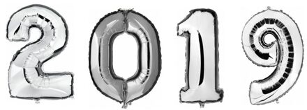 Shoppartners Grote zilveren 2019 ballonnen voor Oud en Nieuw