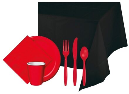 Shoppartners Halloween feestpakket zwart/rood 8 persoons