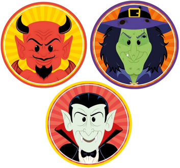 Shoppartners Halloween onderzetters - 30x stuks - horror duivel / heks / vampier - karton