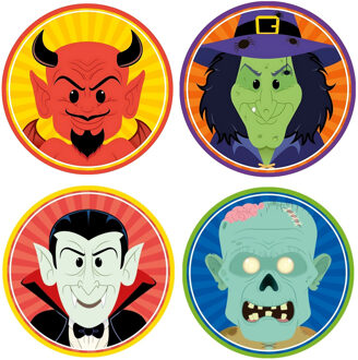 Shoppartners Halloween onderzetters - 40x stuks - horror duivel / heks / vampier / zombie - karton