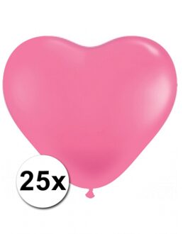 Shoppartners Hartjes ballonnen roze 25 stuks